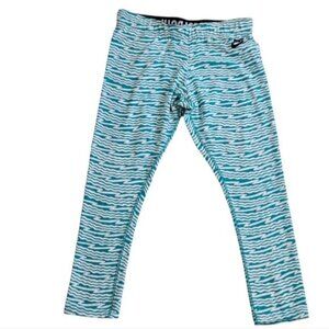 Nike wave mid rise blue and white crop legging medium NWT